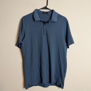 Theory Men’s Textured Chevron Jacquard Blue Polo Shirt Size Medium
